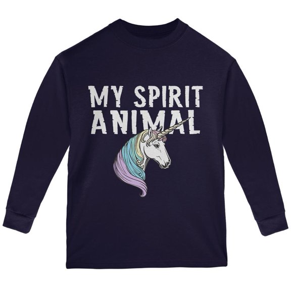 My Spirit Animal Unicorn Youth Long Sleeve T Shirt Navy YMD