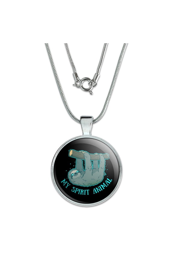 My Spirit Animal is a Sloth 1" Pendant with Sterling Silver Plated Chain