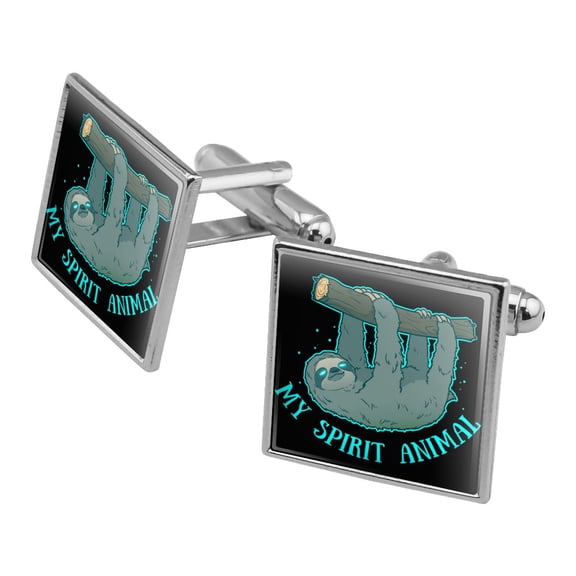 My Spirit Animal is a Sloth Square Cufflink Set - Silver or Gold