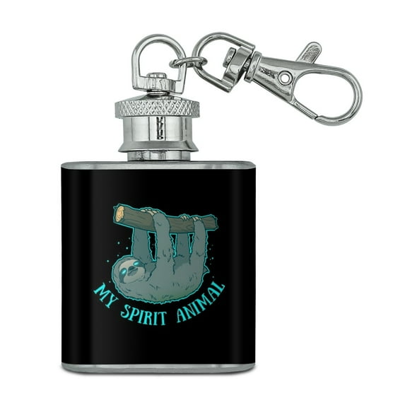 My Spirit Animal is a Sloth Stainless Steel 1oz Mini Flask Key Chain