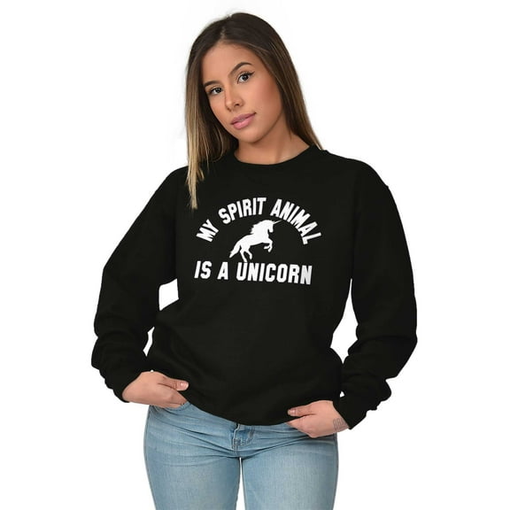 My Spirit Animal is a Unicorn Women Crewneck Sweatshirt Brisco Brands L