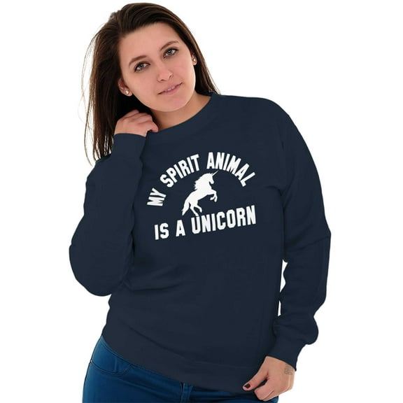 My Spirit Animal is a Unicorn Women Crewneck Sweatshirt Brisco Brands L