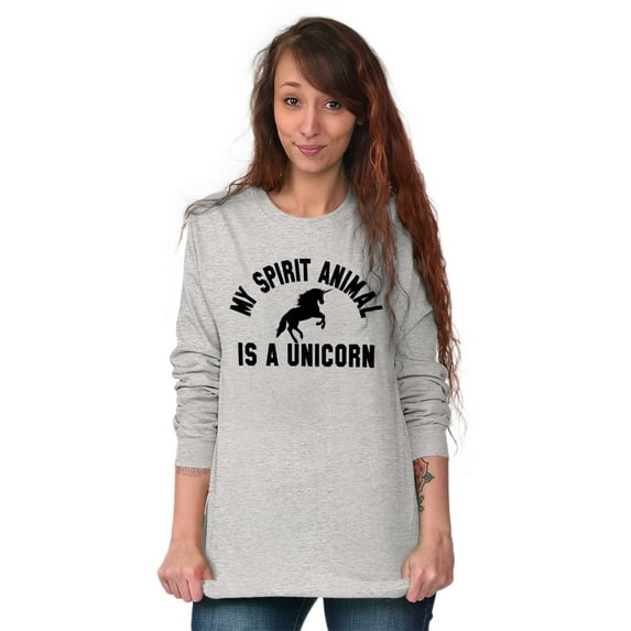My Spirit Animal is a Unicorn Women's Long Sleeve T Shirt Brisco Brands X