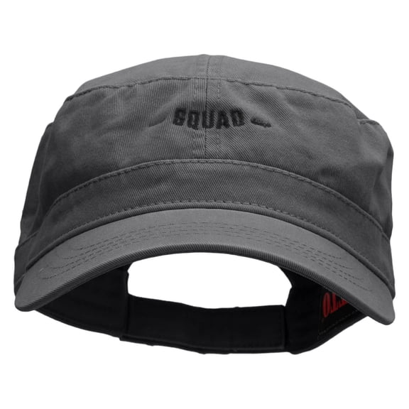 My Squad Embroidered Garment Washed Adjustable Army Cap - Charcoal Grey OSFM