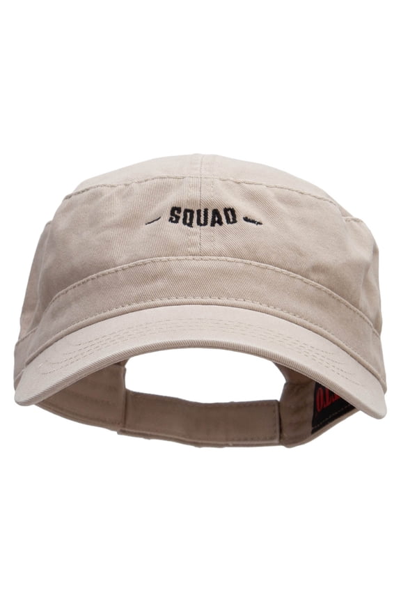 My Squad Embroidered Garment Washed Adjustable Army Cap - Khaki OSFM
