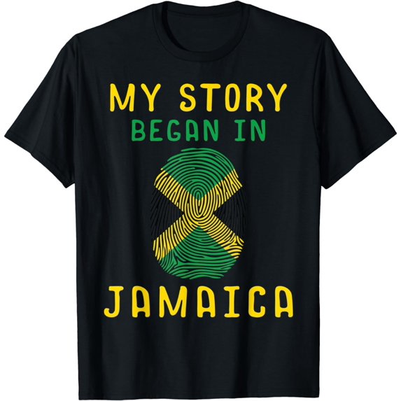 My Story Began In Jamaica Funny Jamaican Pride Gift T-Shirt