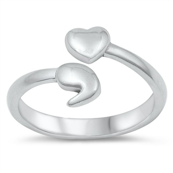 My Story Mental Health Project Heart Ring 925 Sterling Silver Semicolon Jewelry Female Male Size 9