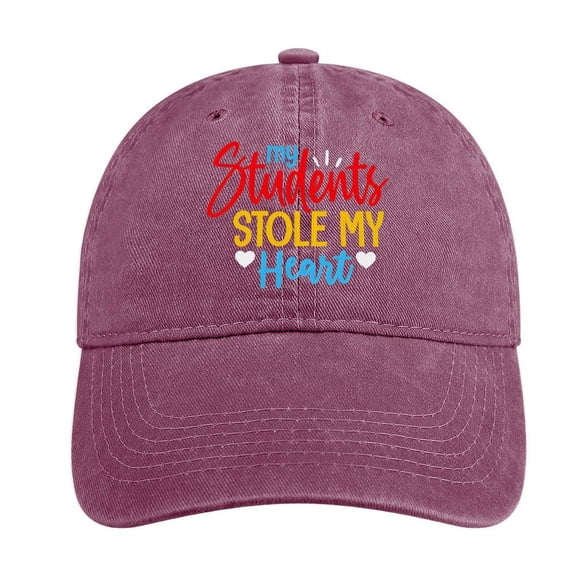 My Students Stole My Heart Wine Red Hat Adjustable Funny Fashion Unisex Baseball Cap For Men Women