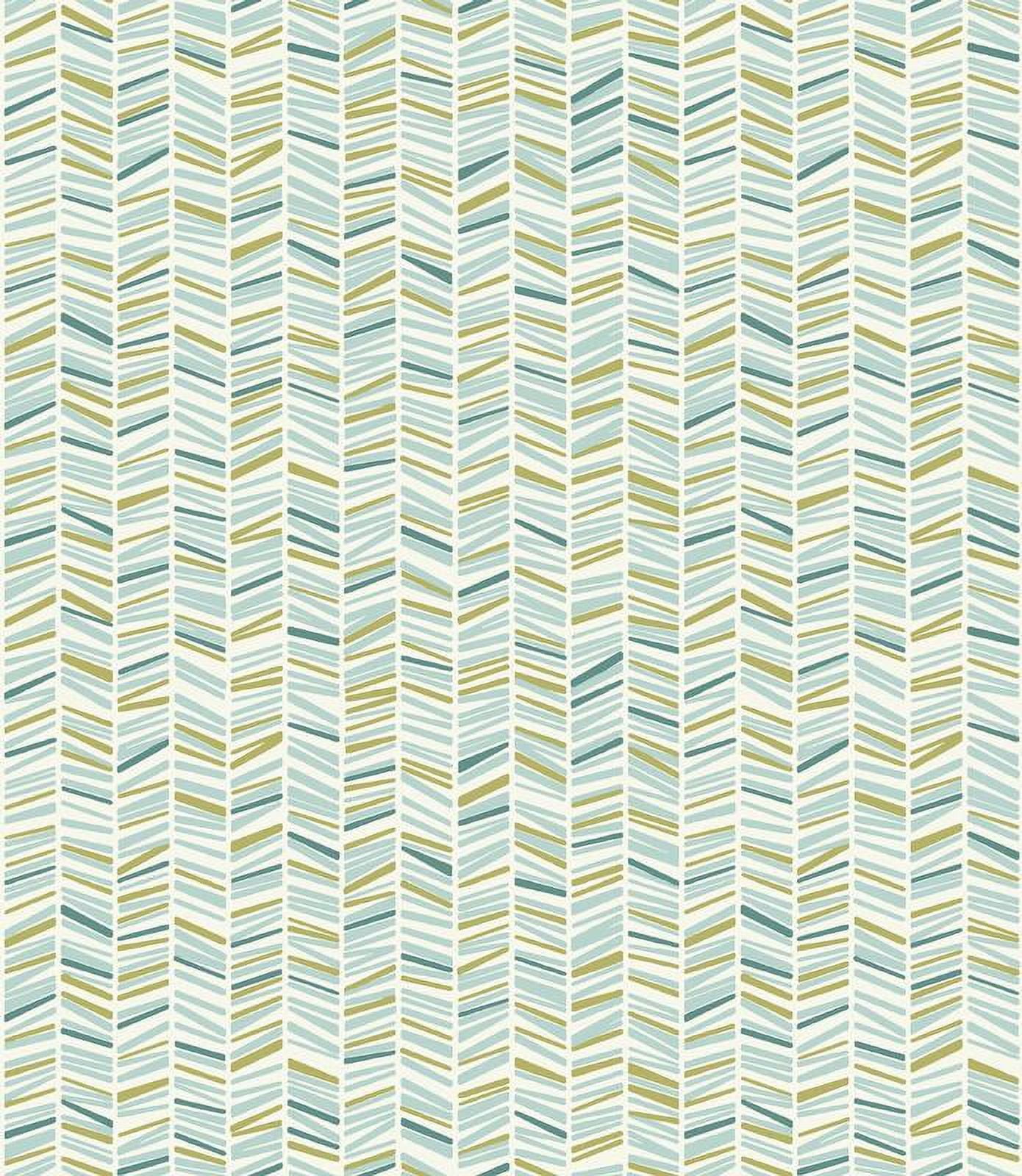 Ivan Light Blue and Green Chevron Peel and Stick Wallpaper