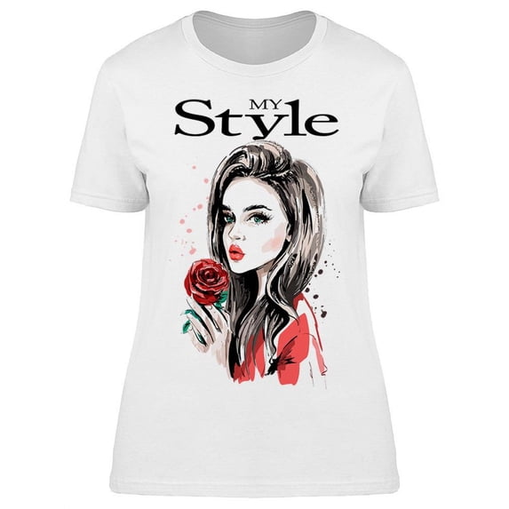 My Style Lady With A Rose T-Shirt Women -Image by Shutterstock, Female x-Large