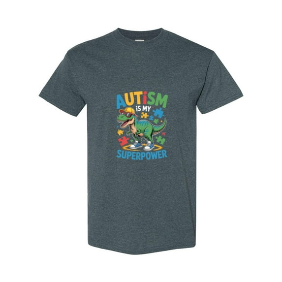 My Superpower Is Autism A Dinosaur Awareness Advocate Present Unisex T-Shirt, up to size 5XL