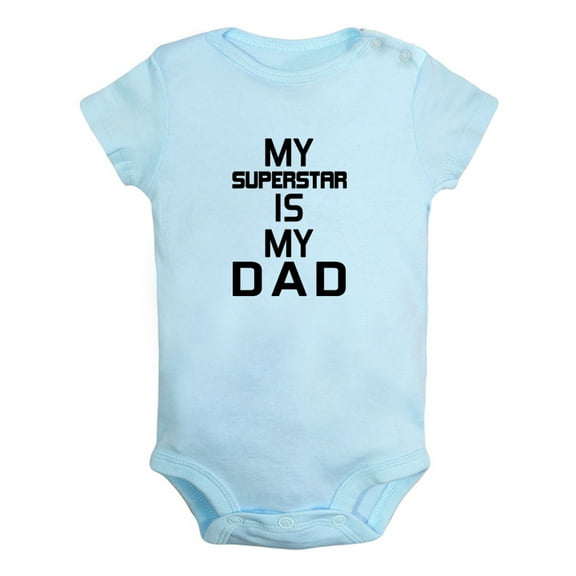 My Superstar Is My Dad Funny Rompers For Babies, Newborn Baby Unisex Bodysuits, Infant Jumpsuits, Toddler 0-12 Months Kids One-Piece Oufits (Blue, 6-12 Months)