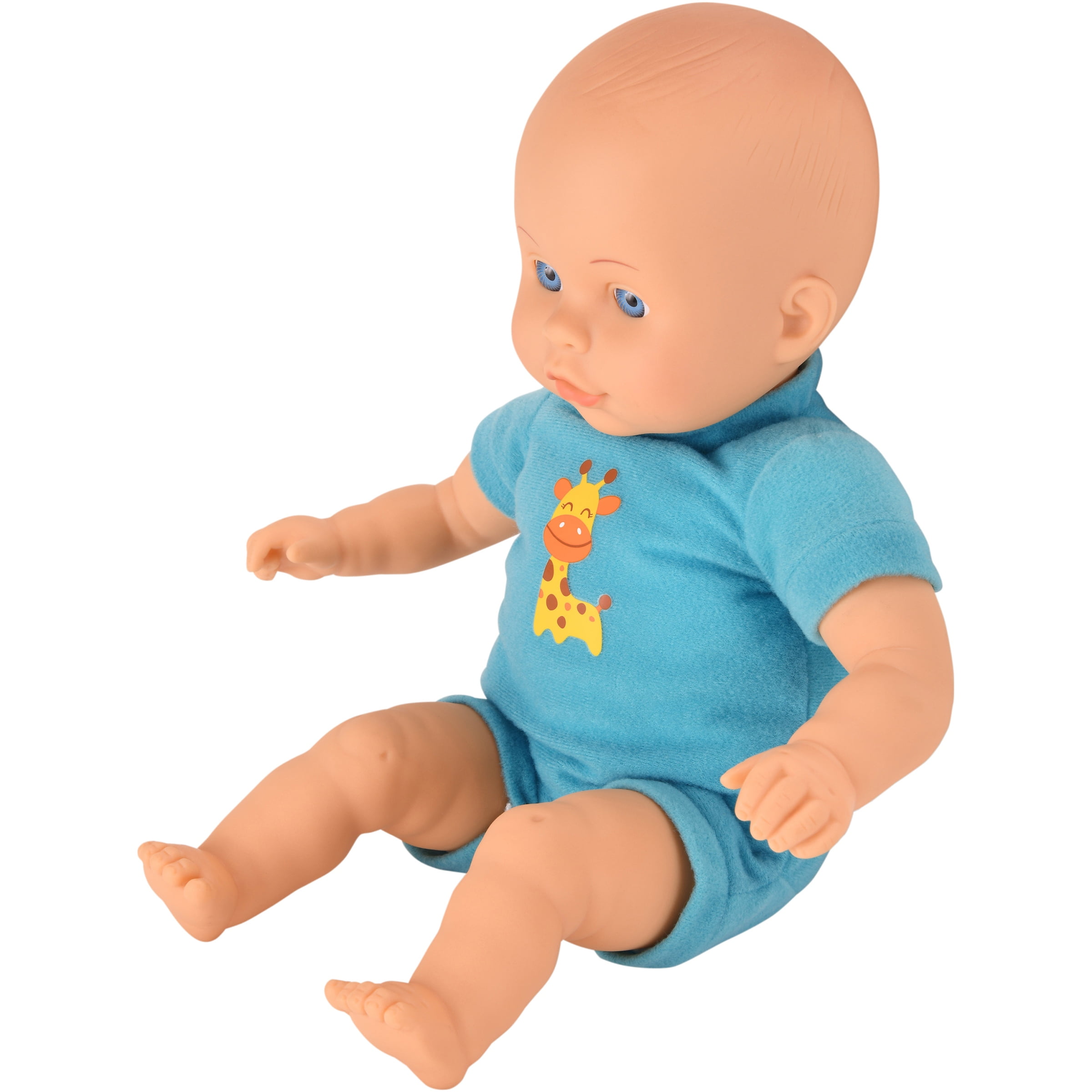 My Sweet Love 13" Soft Baby Doll with Sewn-on Teal Giraffe Outfit
