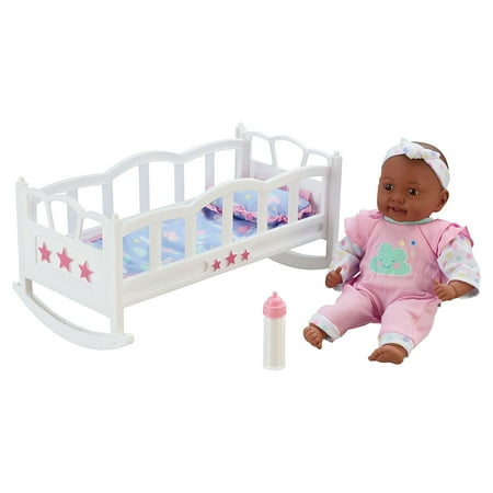 My Sweet Love Baby Doll with Crib Play Set, Deep Tan, for Children Ages 3+