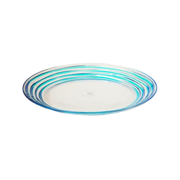 My Table Talk Set of 4 - Acrylic Swirl Design 11" Dinner Plate - Blue & Clear