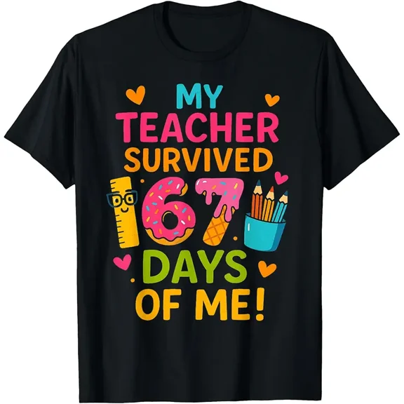 My Teacher Survived 67 Days of Me Dab 100 Days of School T-Shirt