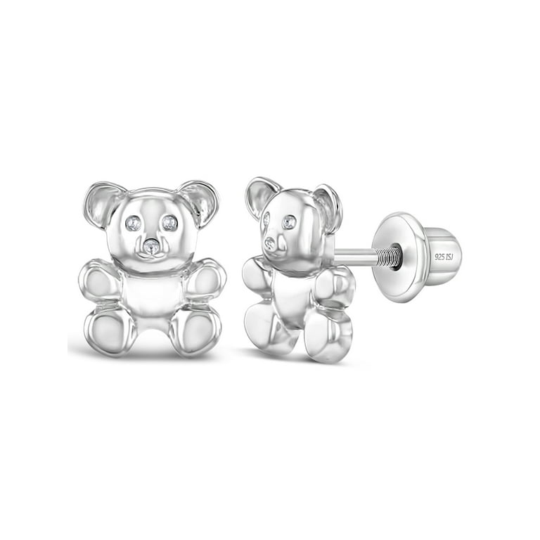 Teddy Bear Earrings Sterling Silver Polished Teddy Bear Earrings Sterling Silver Polished