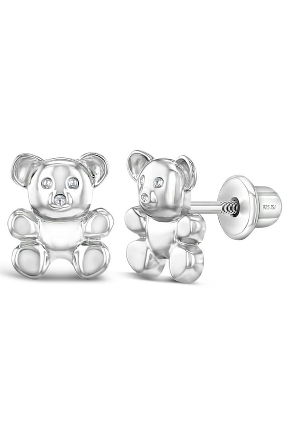 My Teddy Bear Baby / Toddler / Kids Earrings Screw Back - Sterling Silver