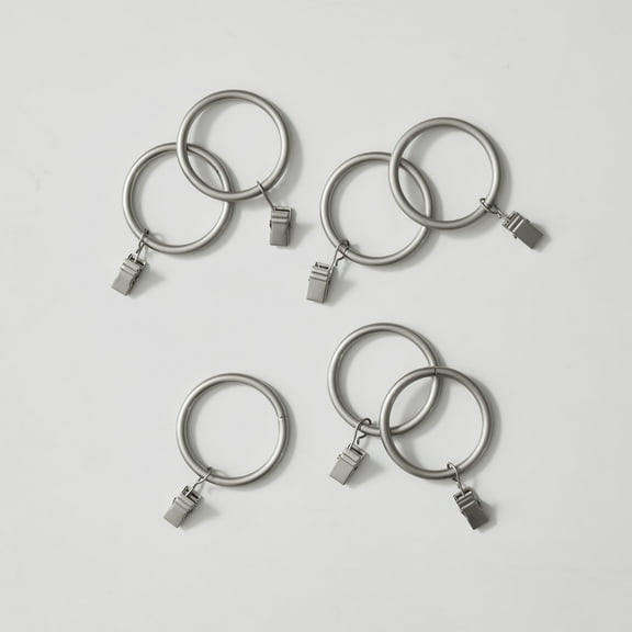 My Texas House 1.7" Silver Matte Metal Curtain Clip Rings (7 Pack)