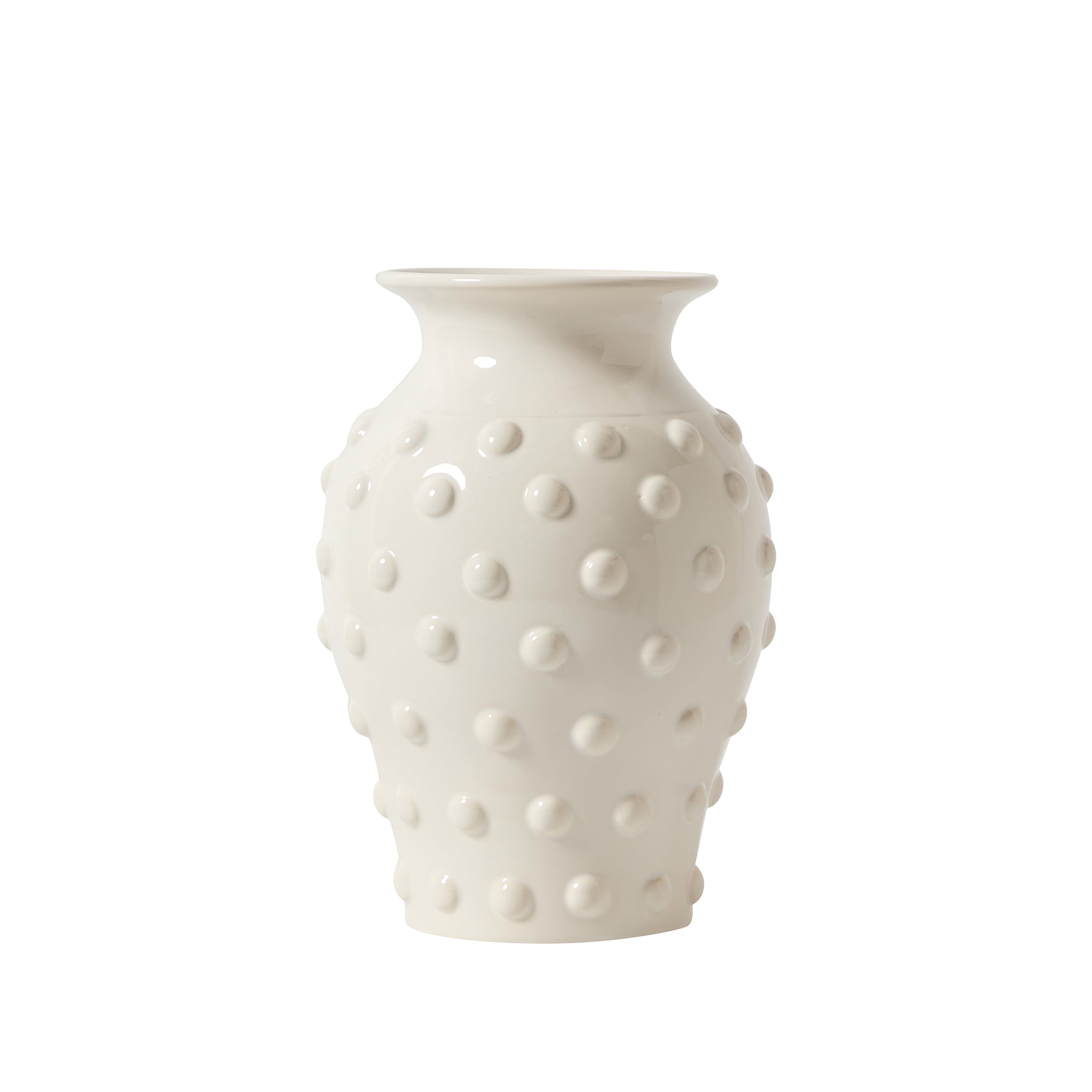 My Texas House 10" White Hobnail Ceramic Vase