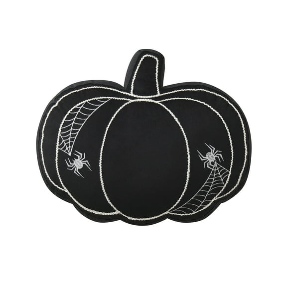 My Texas House 11" x 14" Black Pumpkin Shaped Halloween Decorative Pillow