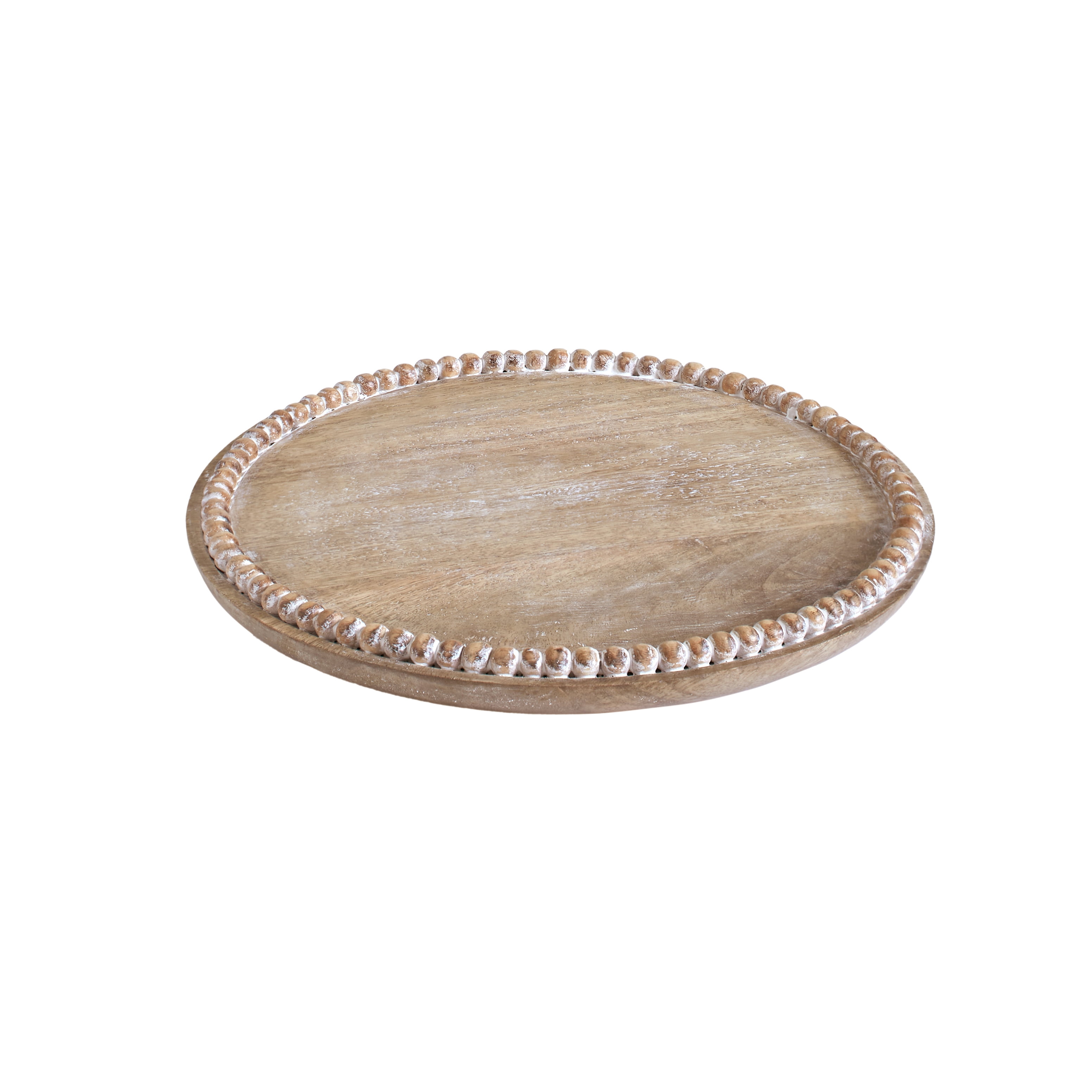 My Texas House 12" Natural Bead Wood Round Decorative Tray - Walmart.com