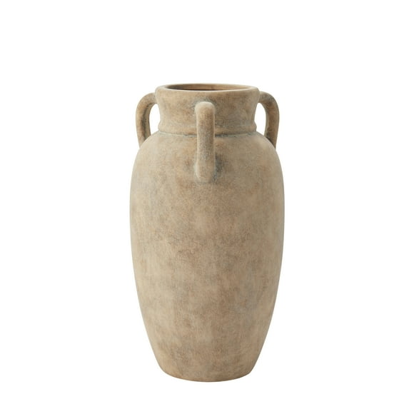 My Texas House 12" Taupe Solid Handled Ceramic Vase