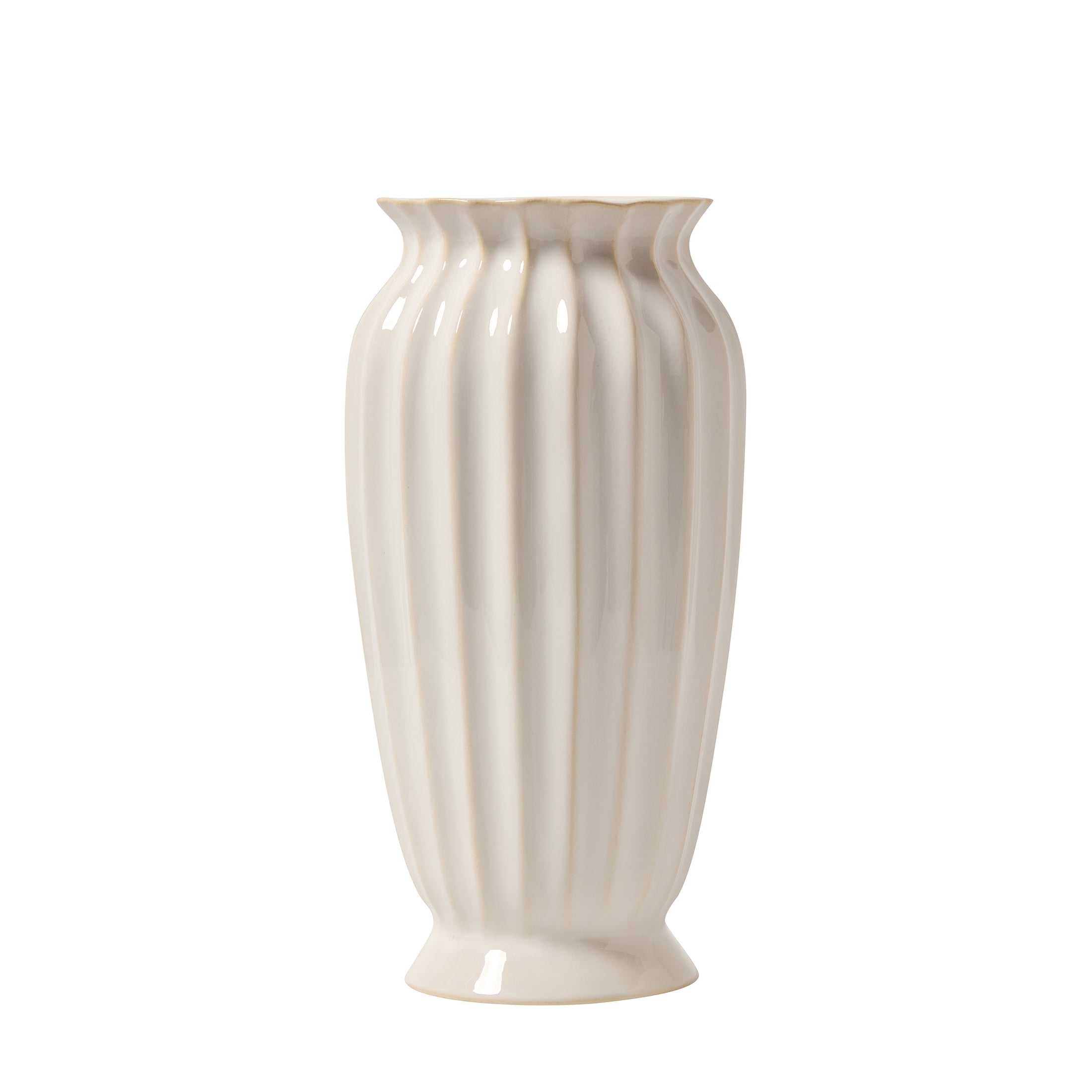 My Texas House 12" White Fluted Ceramic Vase