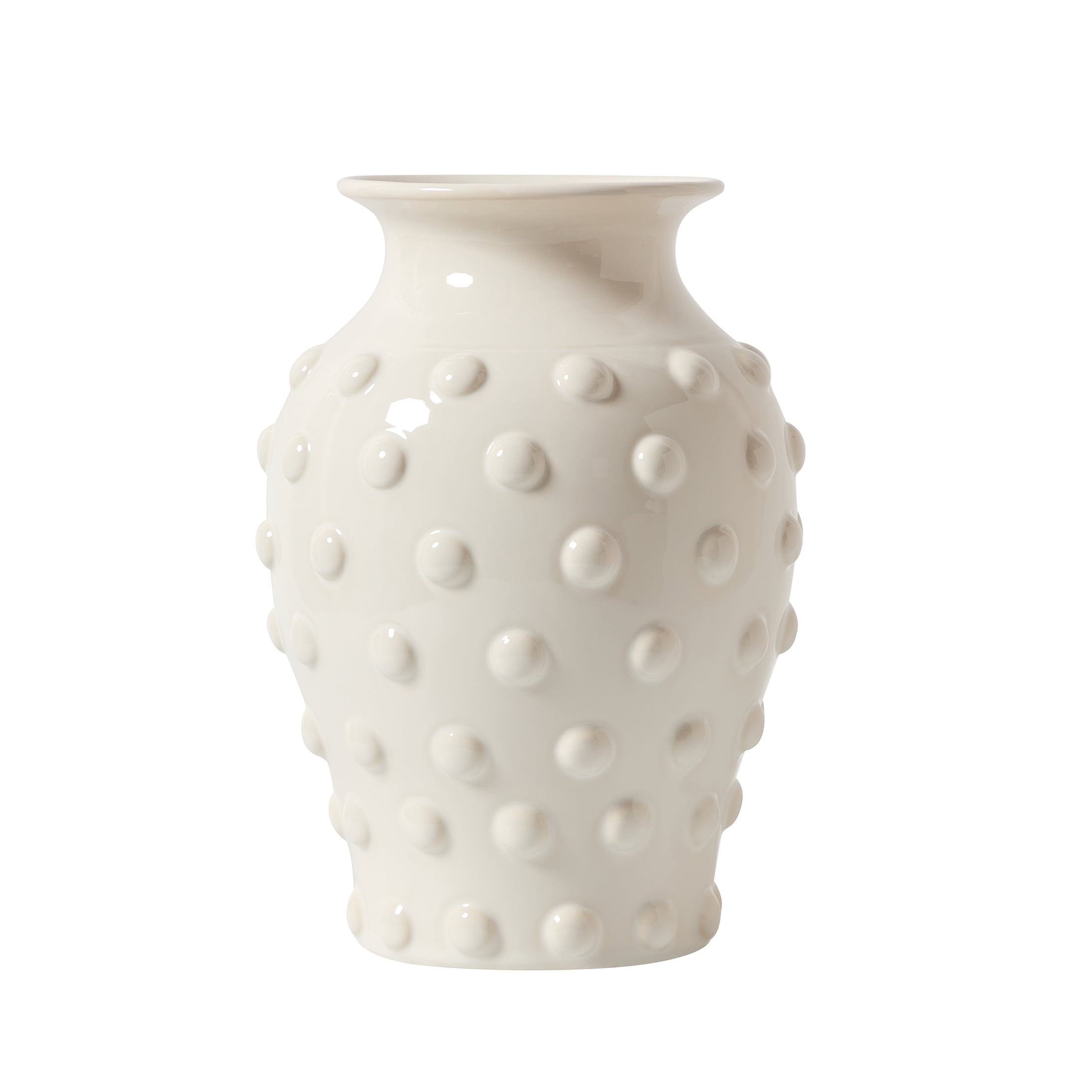 My Texas House 12" White Hobnail Ceramic Vase