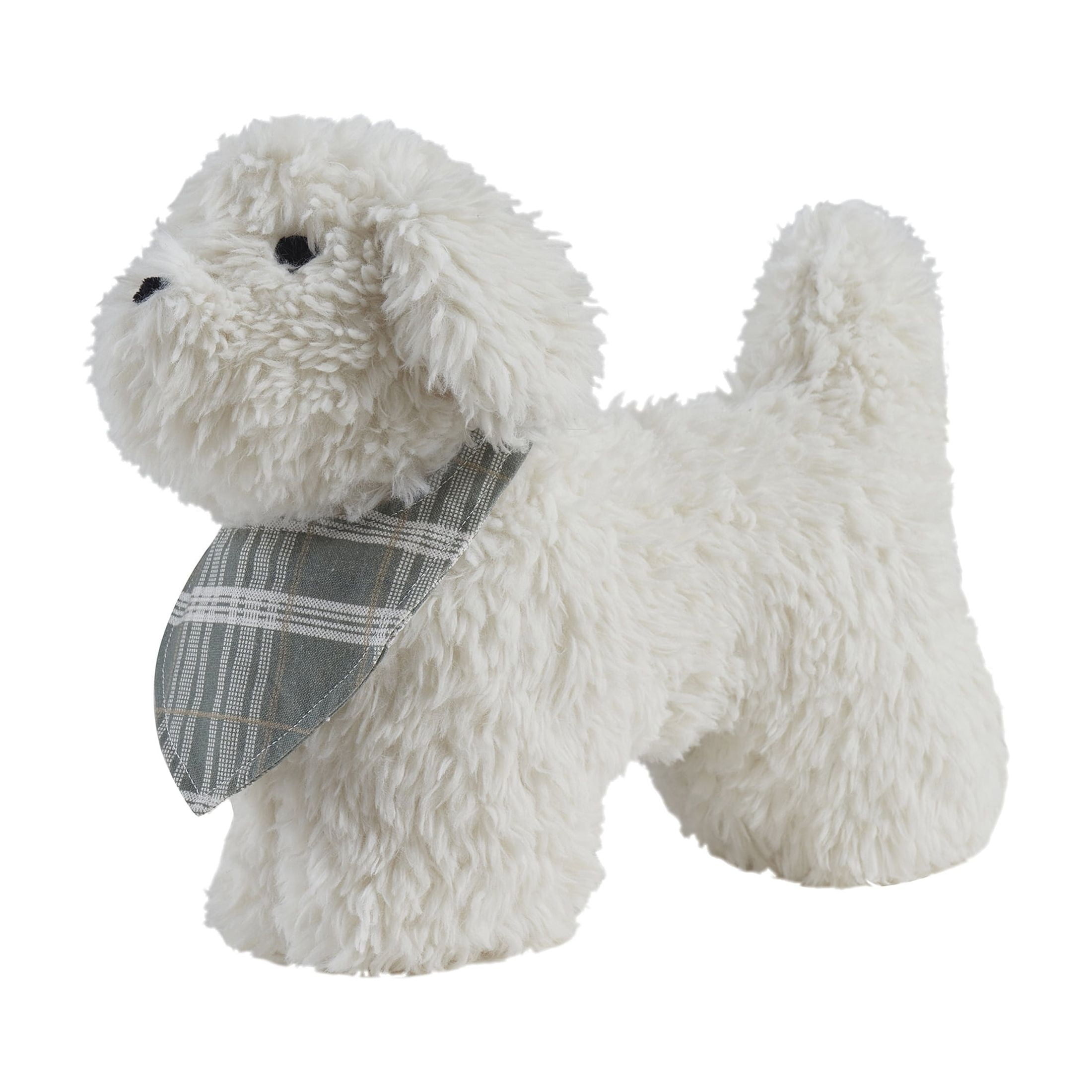 My Texas House 12" x 17" Bonnie Ivory Stuffed Faux Fur Toy Dog Decorative Pillow