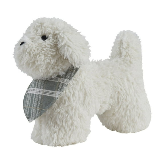 My Texas House 12" x 17" Bonnie Ivory Stuffed Faux Fur Toy Dog Decorative Pillow