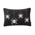 thumbnail image 1 of My Texas House Halloween Hanging Spiders Oblong Decorative Pillow, Black and Ivory, 14" x 20", 1 of 6