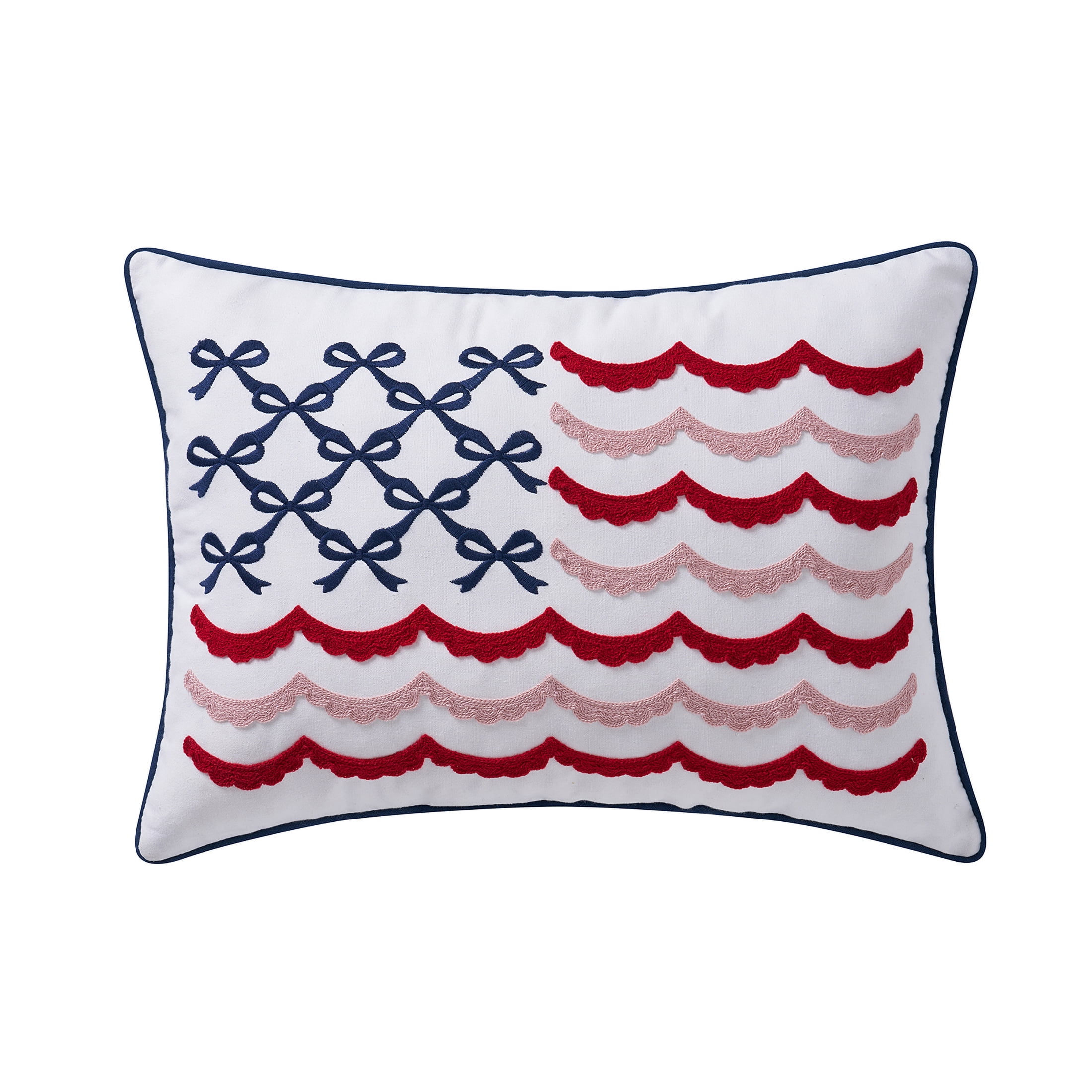 Bow Flag Decorative Pillow, Red/White/Blue, 19.5" x 14", by My Texas House