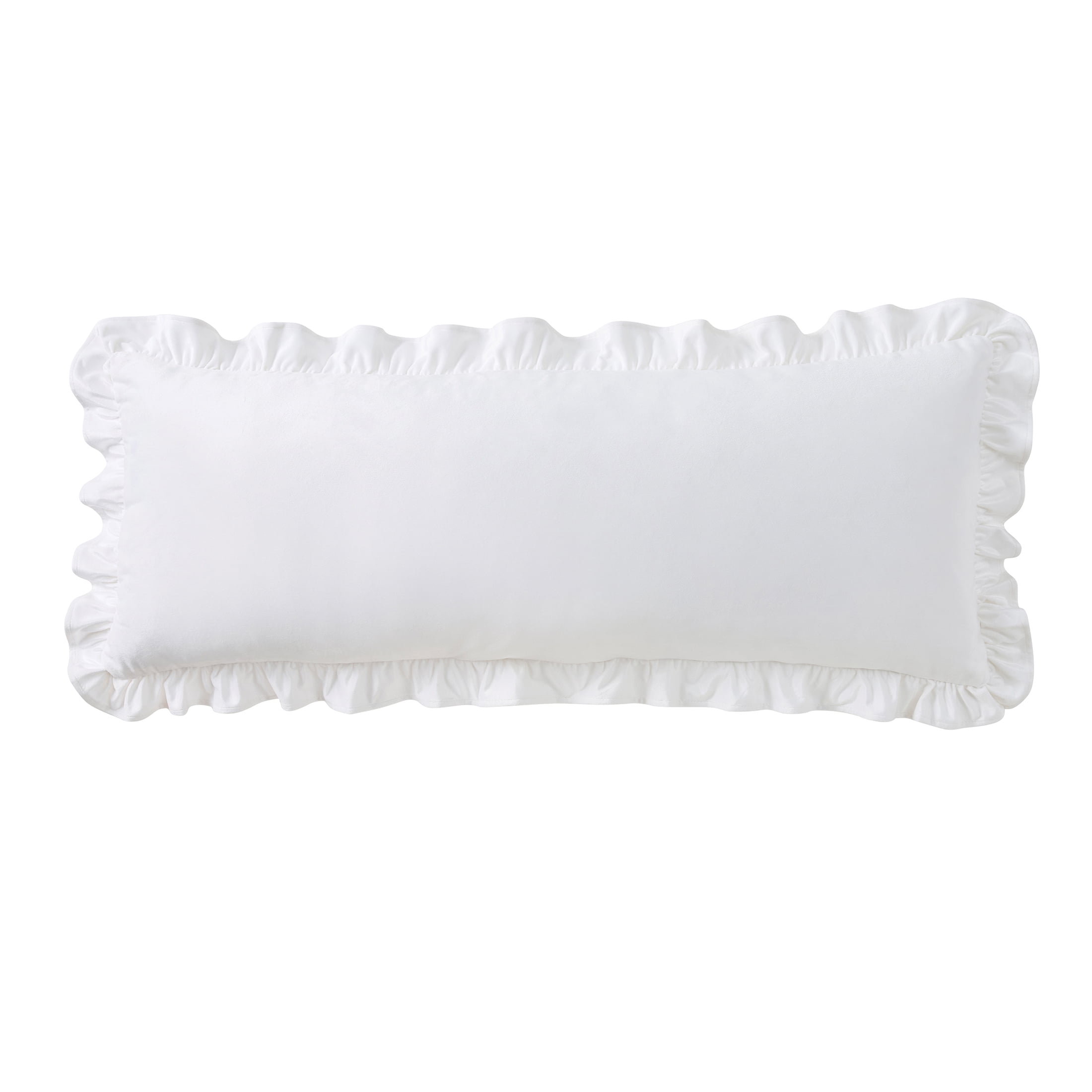 My Texas House 14" x 36" Bright White Ruffle Velvet Oblong Decorative Pillow - Walmart.com