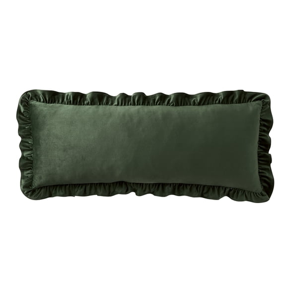 My Texas House 14" x 36" Green Ruffle Oblong Decorative Pillow