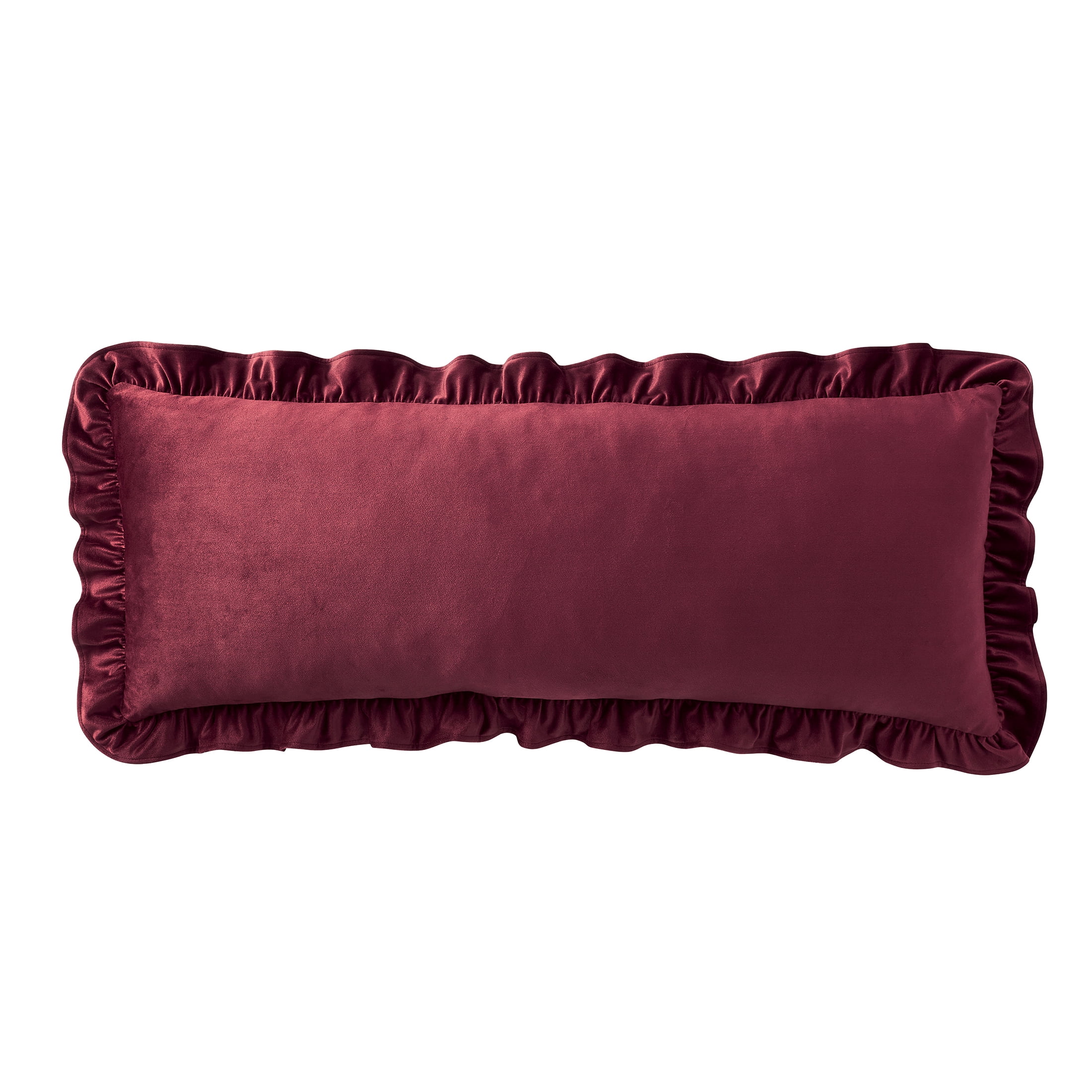 My Texas House 14" x 36" Red Ruffle Oblong Decorative Pillow