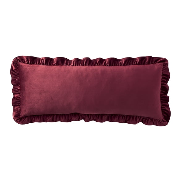 My Texas House 14" x 36" Red Ruffle Oblong Decorative Pillow