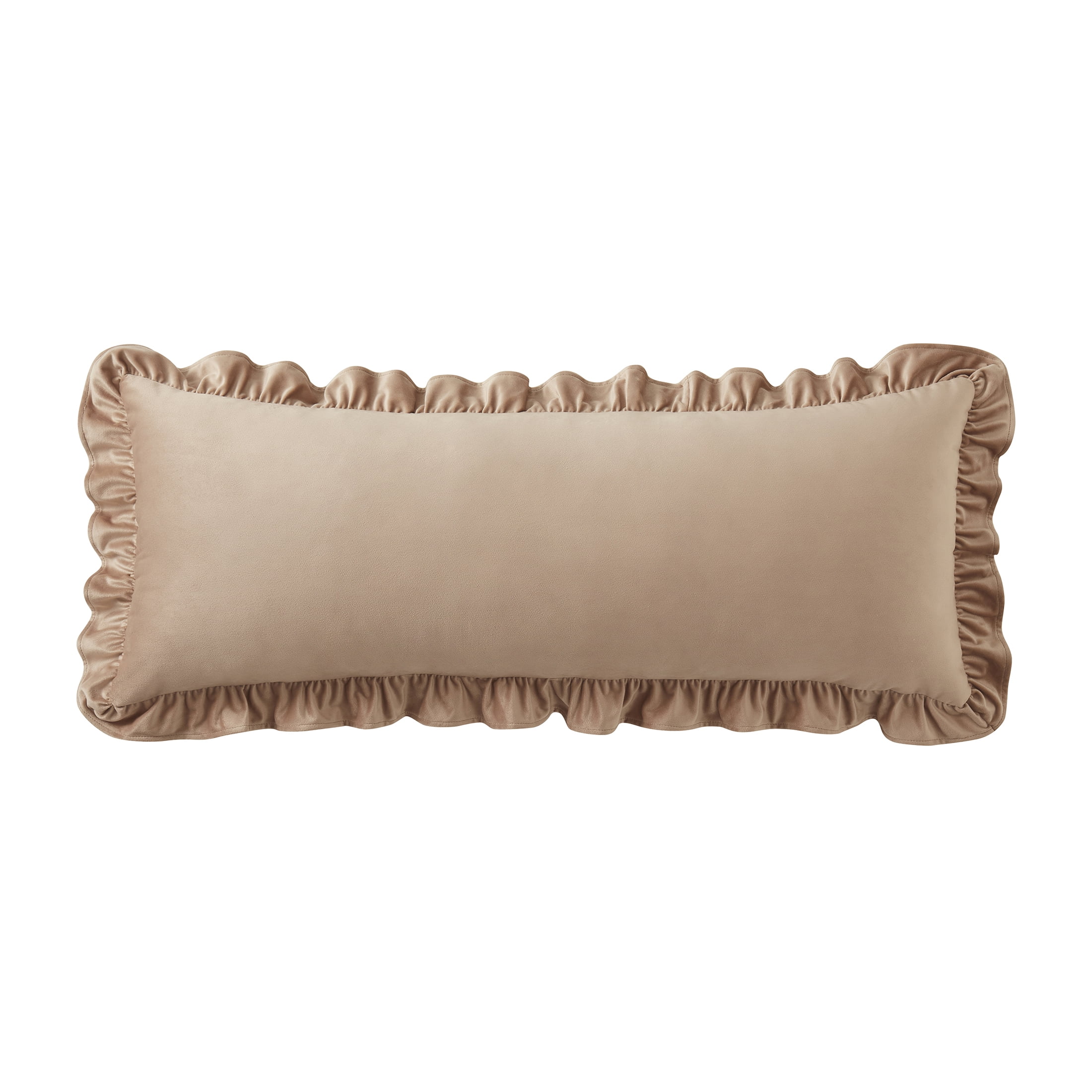 My Texas House 14" x 36" White Pepper Ruffle Oversized Lumbar Decorative Pillow
