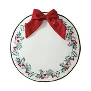 My Texas House 16" x 16" Bright White Christmas Wreath Round Decorative Pillow