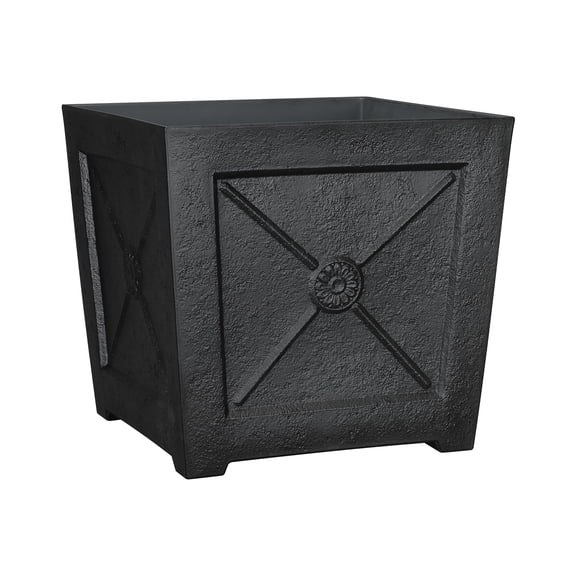 My Texas House 16" x 16" x 15" Square Black Recycled Resin Planter