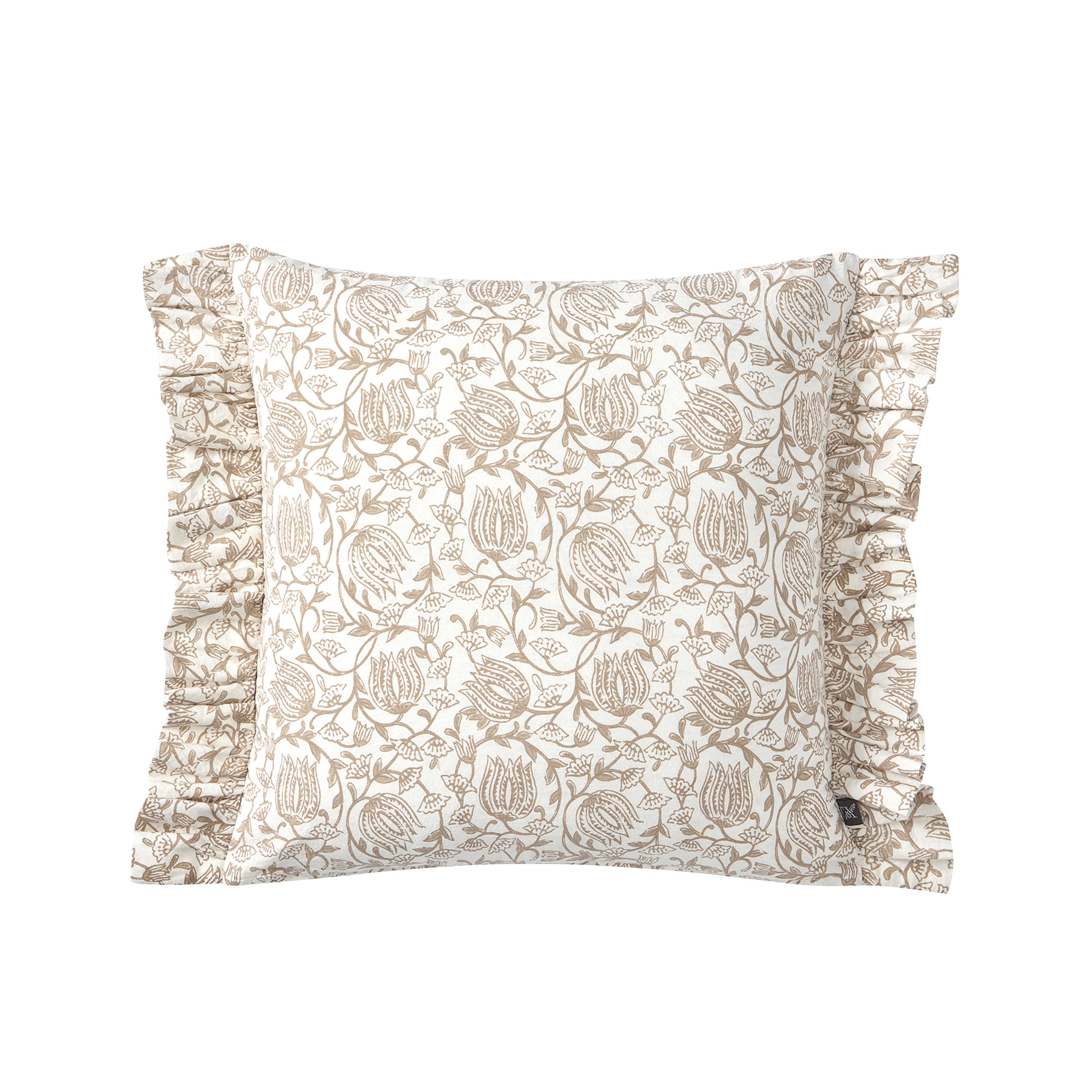 My Texas House 18" x 18" Arden Taupe Floral Cotton Decorative Pillow Cover