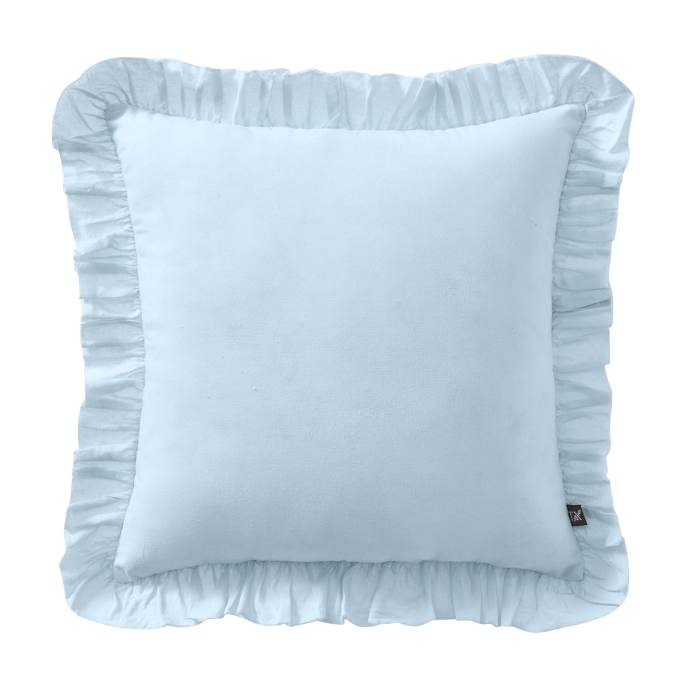 My Texas House 18" x 18" Blue Ruffle Cotton Decorative Pillow