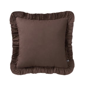 My Texas House Brown Ruffle Cotton Decorative Pillow, 18 in x 18 in