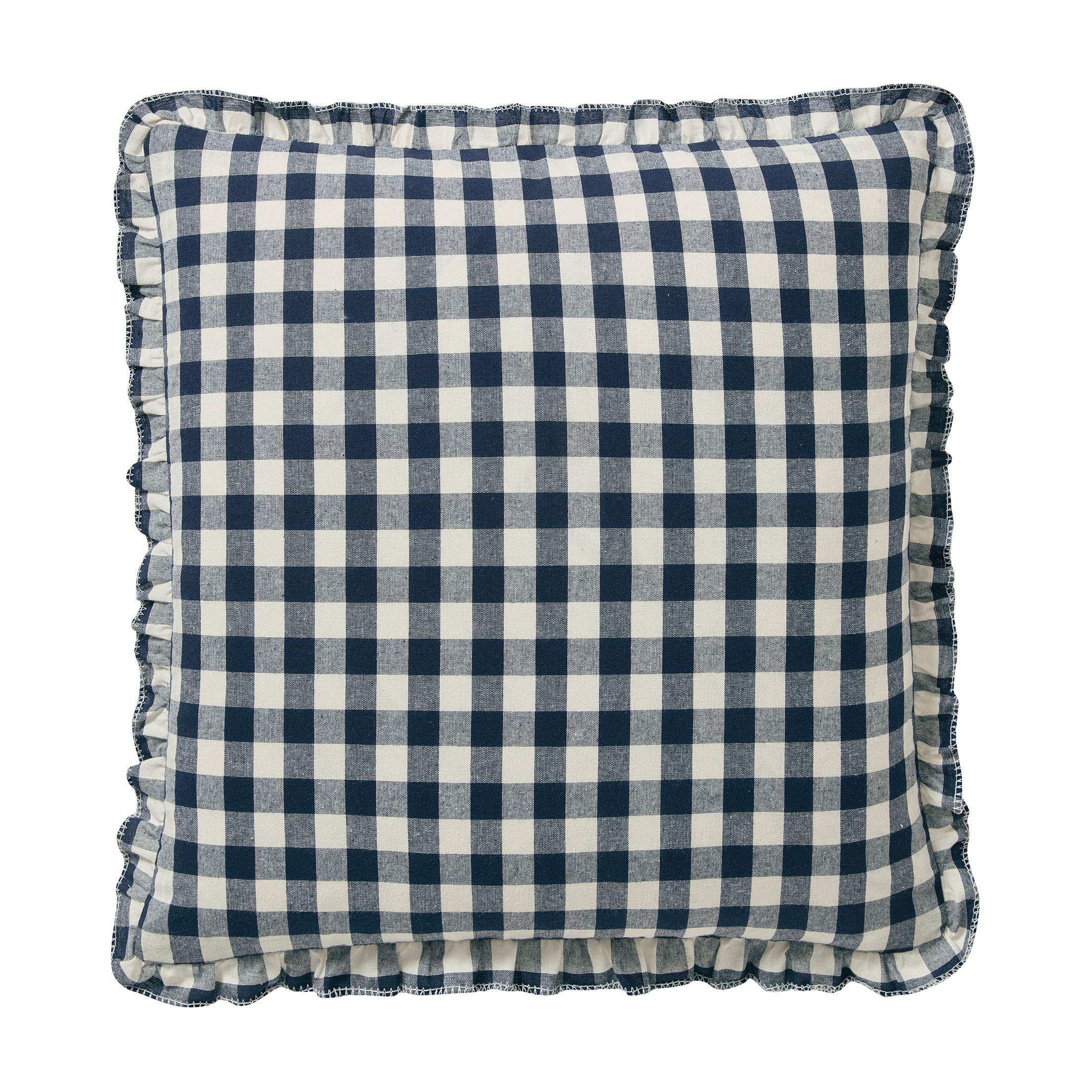 My Texas House 18" x 18" Ivory/Blue Micro Gingham Decorative Pillow