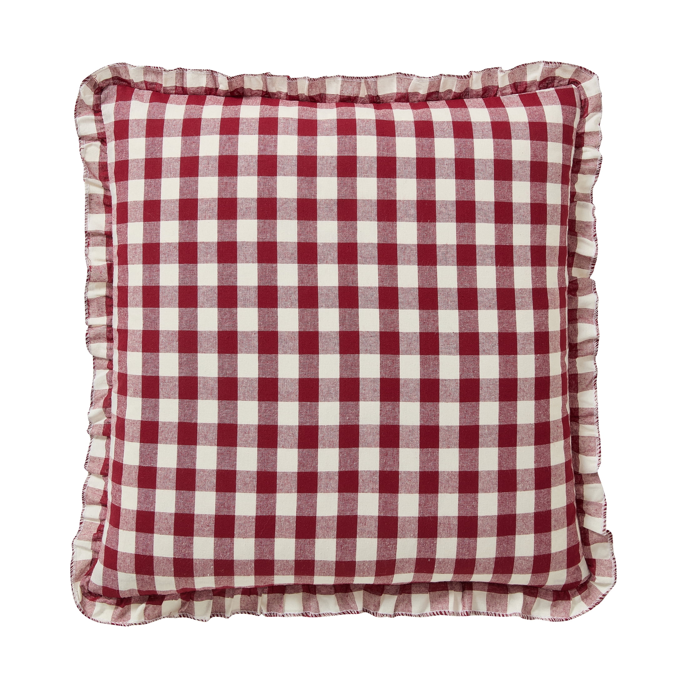 My Texas House 18" x 18" Ivory /Red Micro Gingham Decorative Pillow
