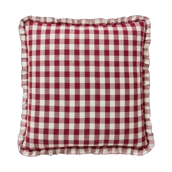 My Texas House Ivory/Red Micro Gingham Throw Pillow 18" x 18"