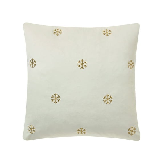 My Texas House 18" x 18" Ivory Velvet Snowflake Decorative Pillow Cover