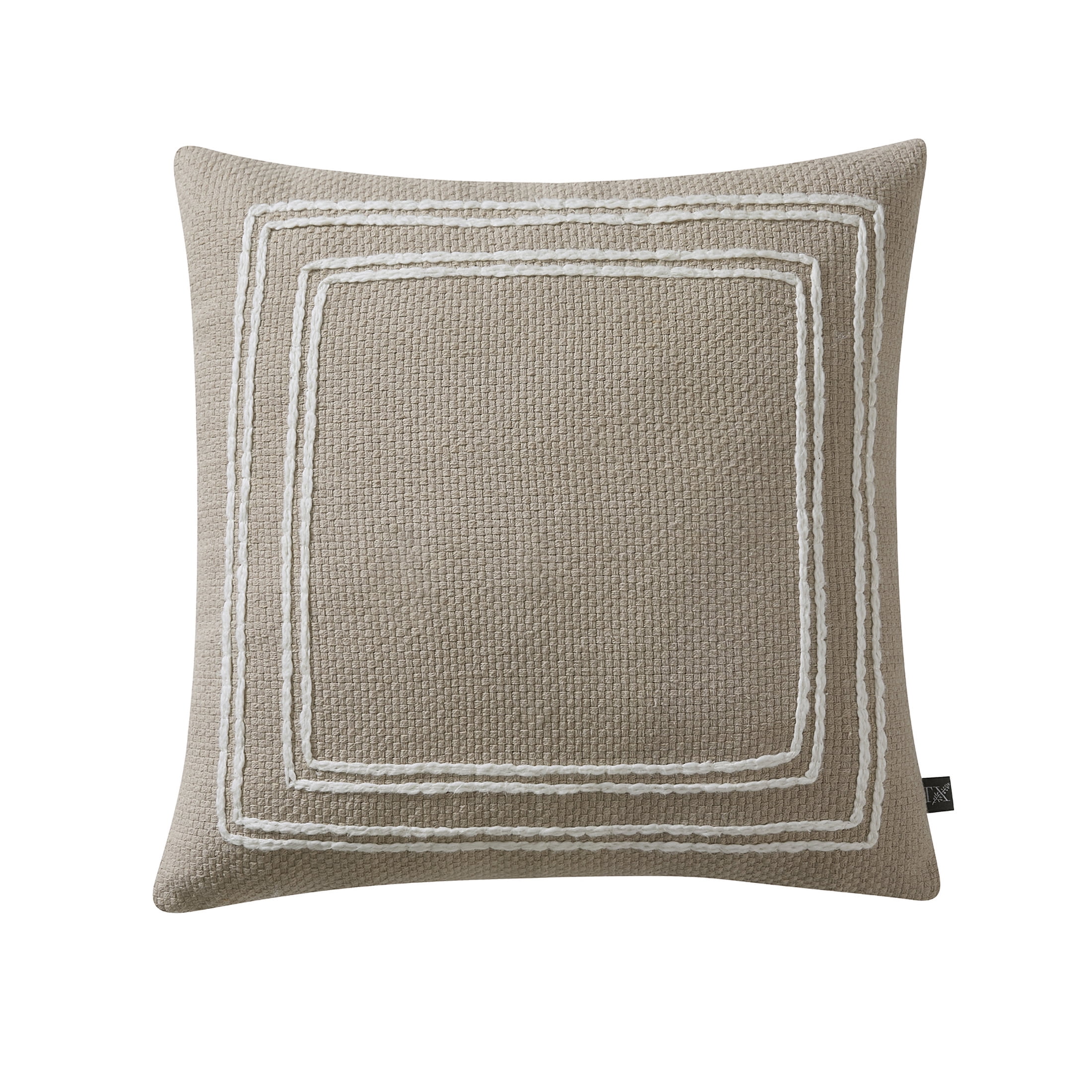 My Texas House 18" x 18" Kelina Taupe Woven Cotton Decorative Pillow