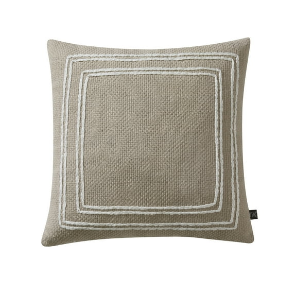 My Texas House 18" x 18" Kelina Taupe Woven Cotton Decorative Pillow