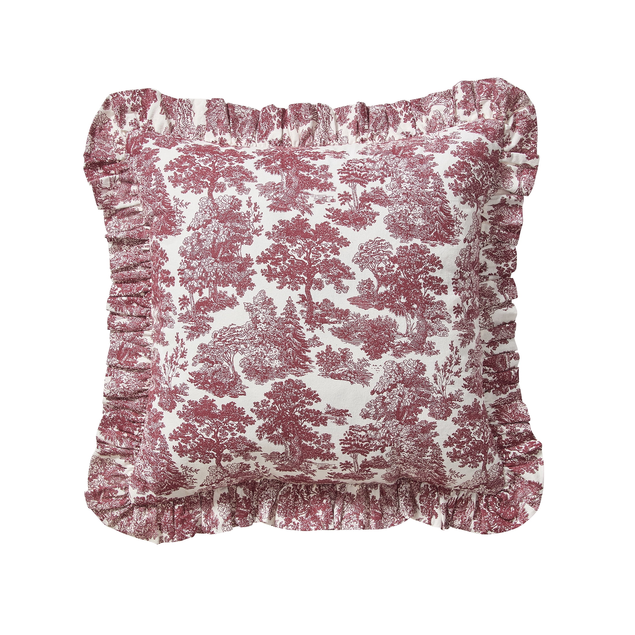 My Texas House 18 in x 18 in Red Forest Toile Decorative Pillow